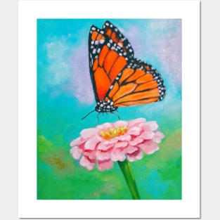 Vibrant orange butterfly on a flower Posters and Art